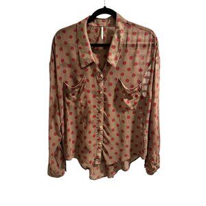 👗 2/$30 👗 Free People Sheer Polka Dot Button-Up Blouse Size S